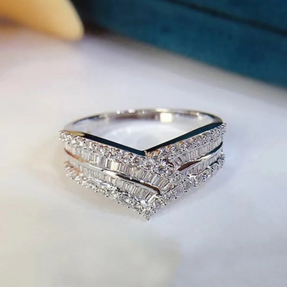 Sterling sliver diamond ring - Picture 1 of 5